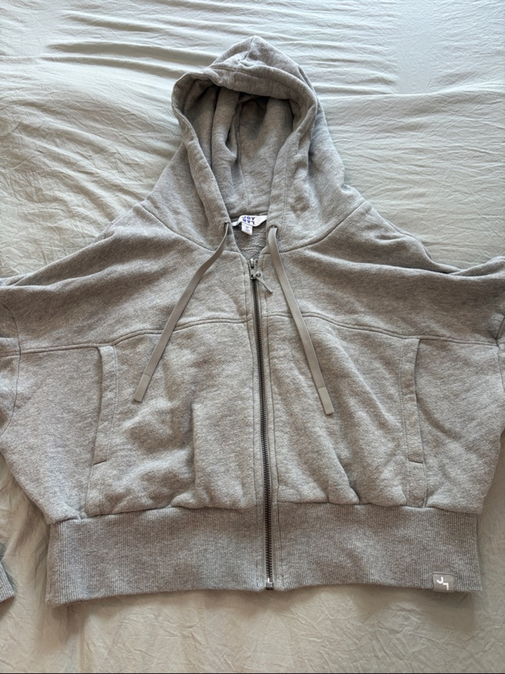 Joy Lab Gray Zip-Up Cropped Hoodie Jacket